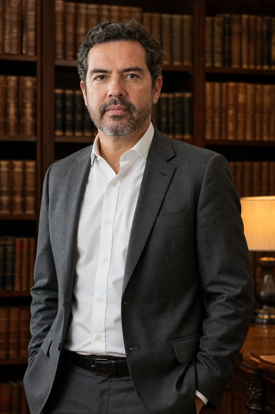Andrés Vega, socio de litigio, en la biblioteca del despacho