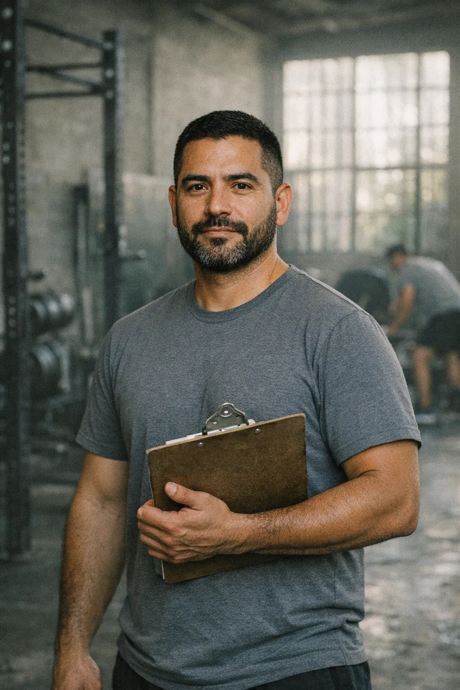 Marco Leal, coach de fuerza, con su tabla de notas